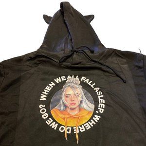 Billie Eilish When "We All Fall Asleep Where Do We Go" Cropped Hoodie Black